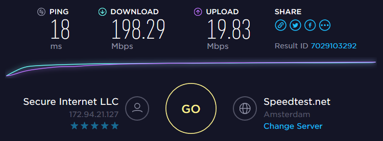 PURE Speedtest server locale