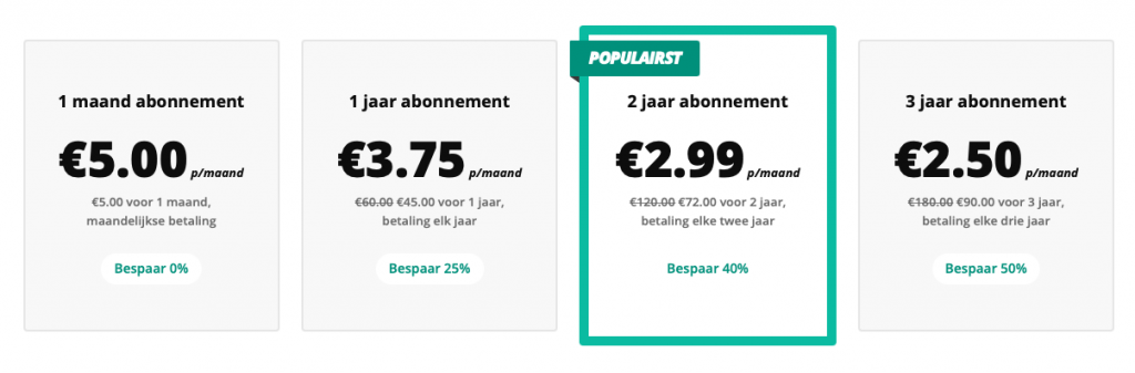 5 Euro VPN prijzen