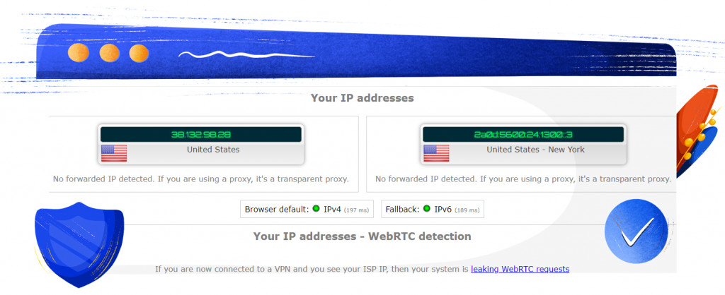 Atlas VPN IPv4 and IPv6 leak test