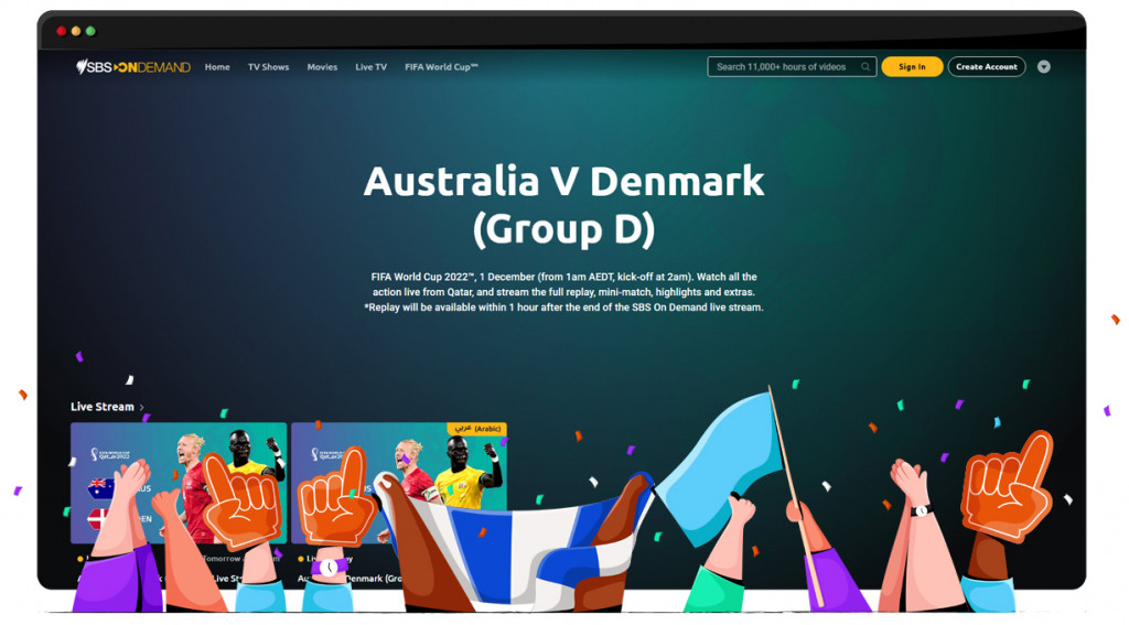 Australia vs. Denmark streaming live and free on SBS streaming platform