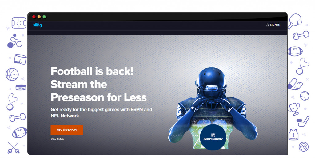 Az NFL streaming a Sling TV-n