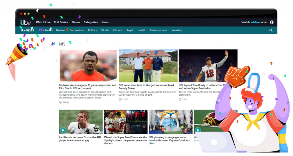 NFL-Inhalte auf ITV HUB