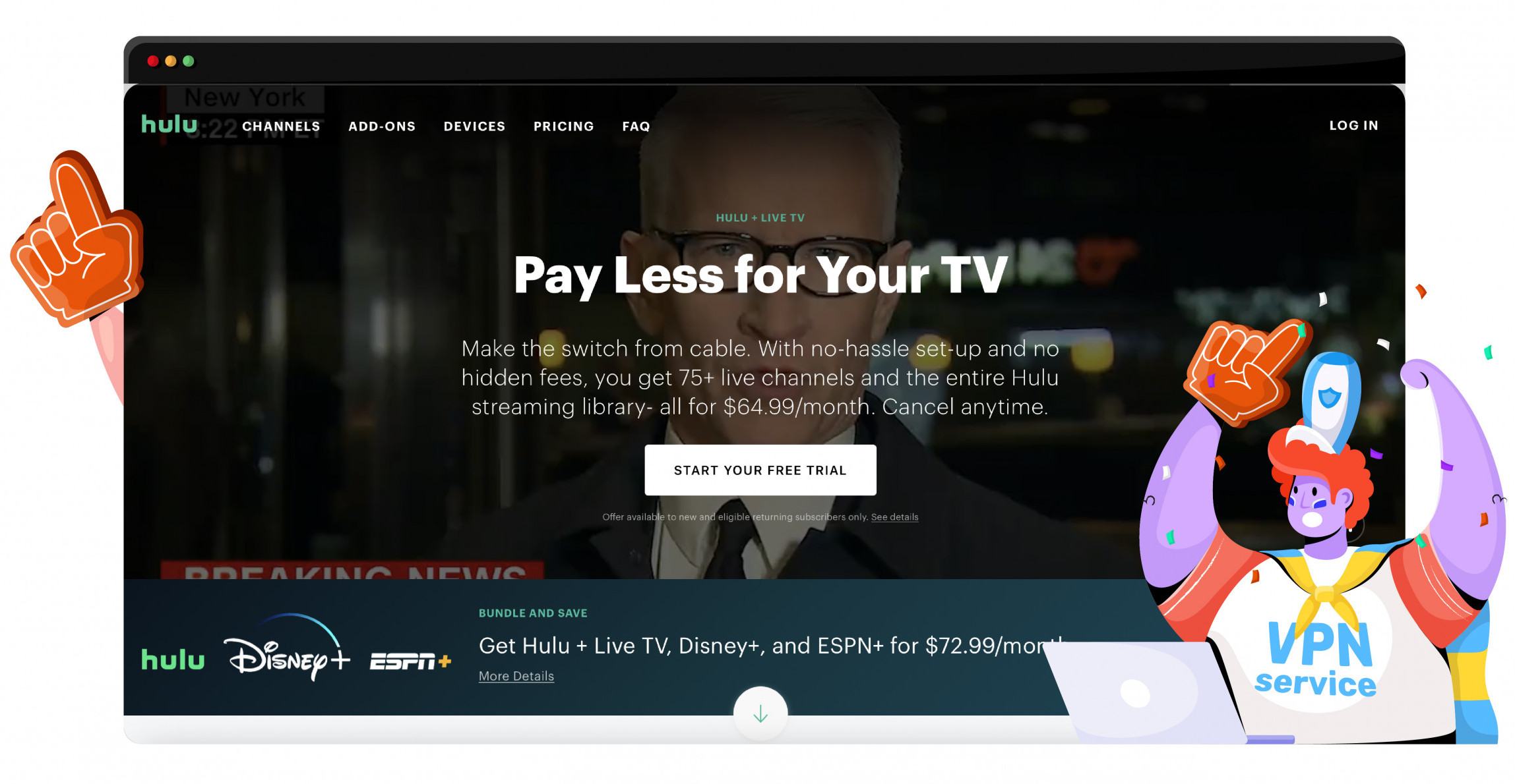 Access subscription bundles and family entertainment on Hulu + Live TV