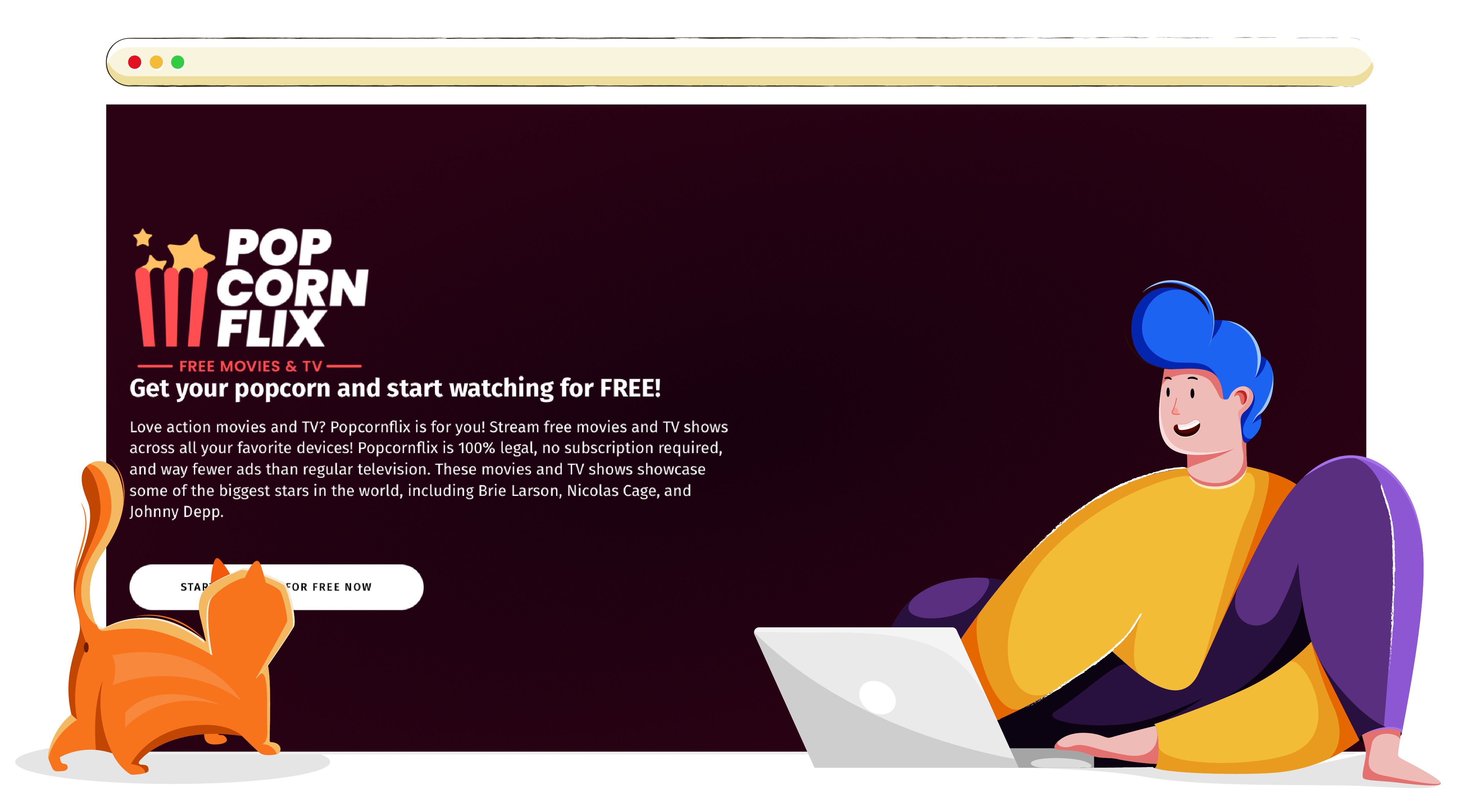 Popcornflix kostenloser Online-Streaming-Dienst