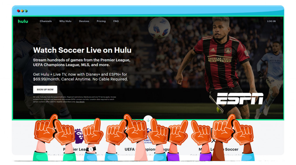 Hulu + Live TV Fußball-Streaming-Plattform