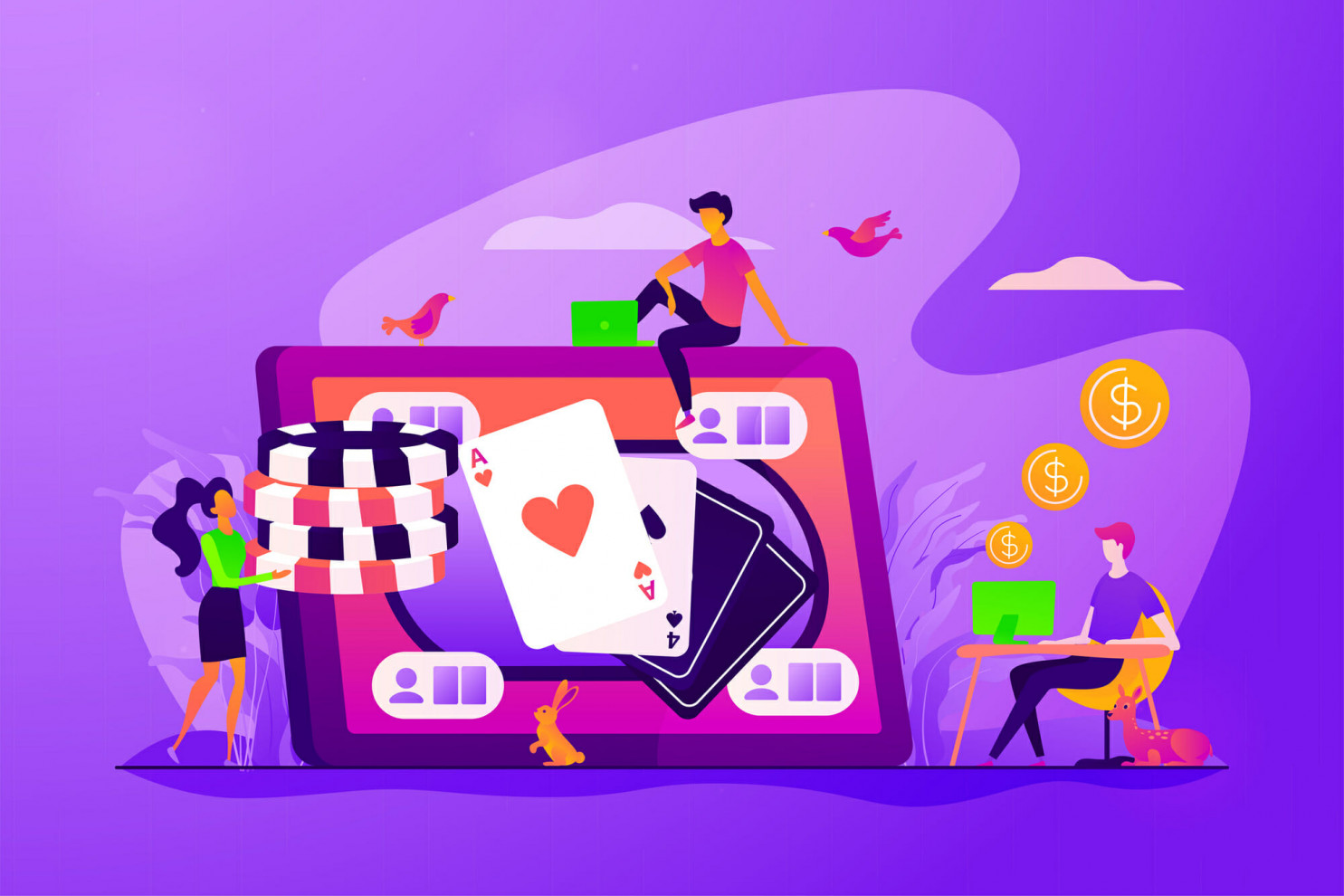 Online poker concept vector illustration.