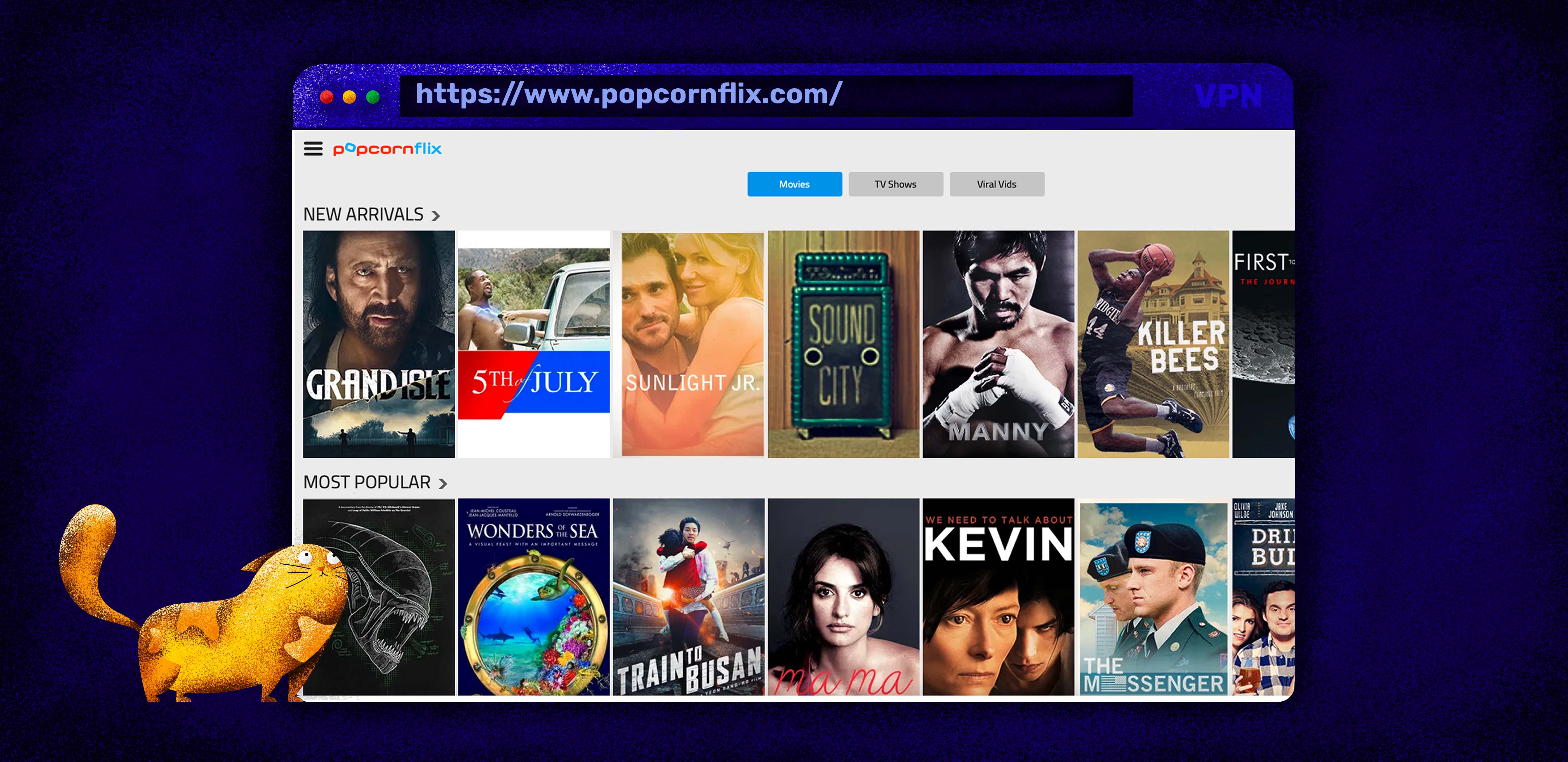 Free content streaming on Popcornflix