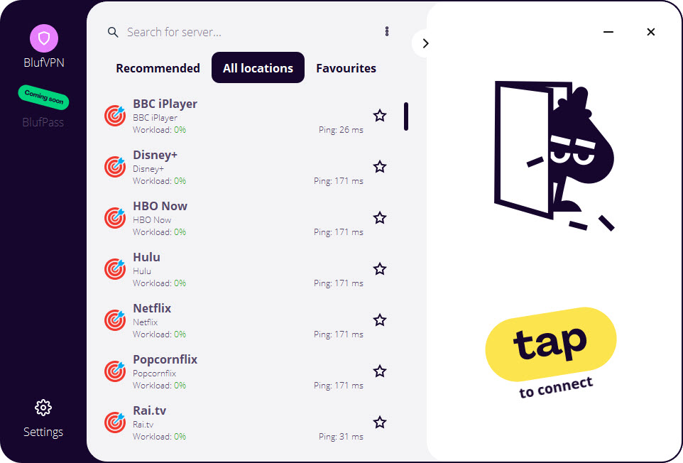 BlufVPN's streaming servers