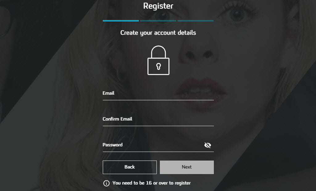 Registration form on Channel 4