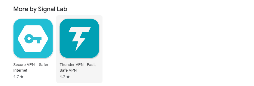 VPN apps by Signal Lab in Google Play Store