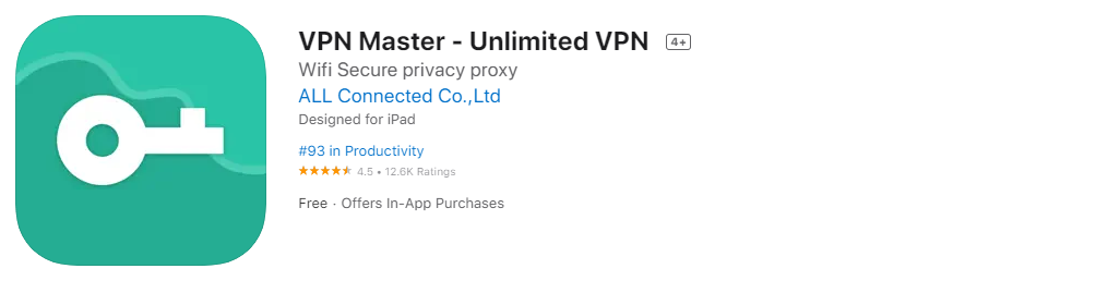 VPN Master by ALL Connected in App Store