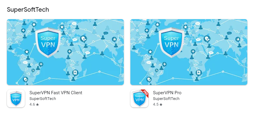 SuperVPN apps by SuperSoftTech in Google Play Store