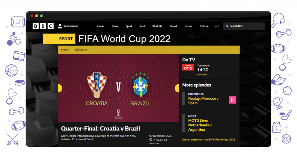 Brazil vs Croatia streaming on BBC iPlayer in the UK
