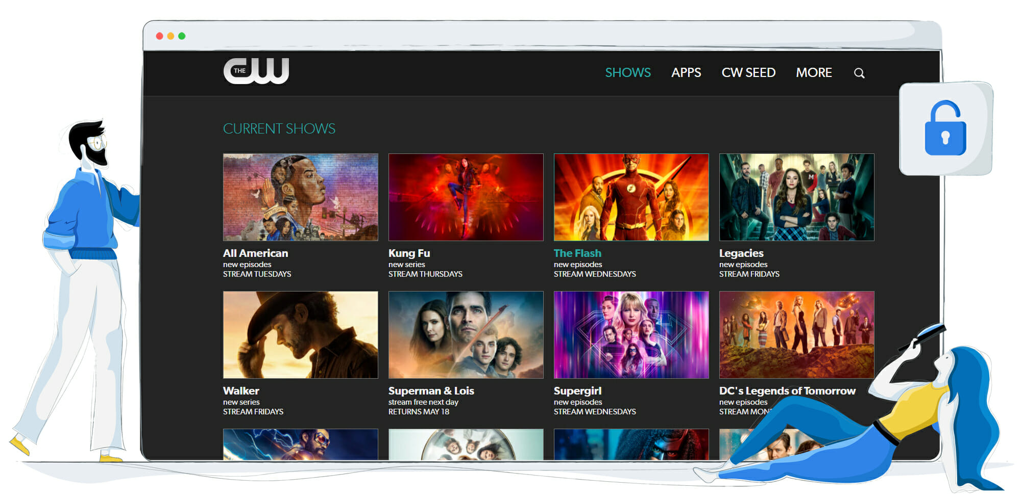 Tutti gli spettacoli in streaming su CW TV