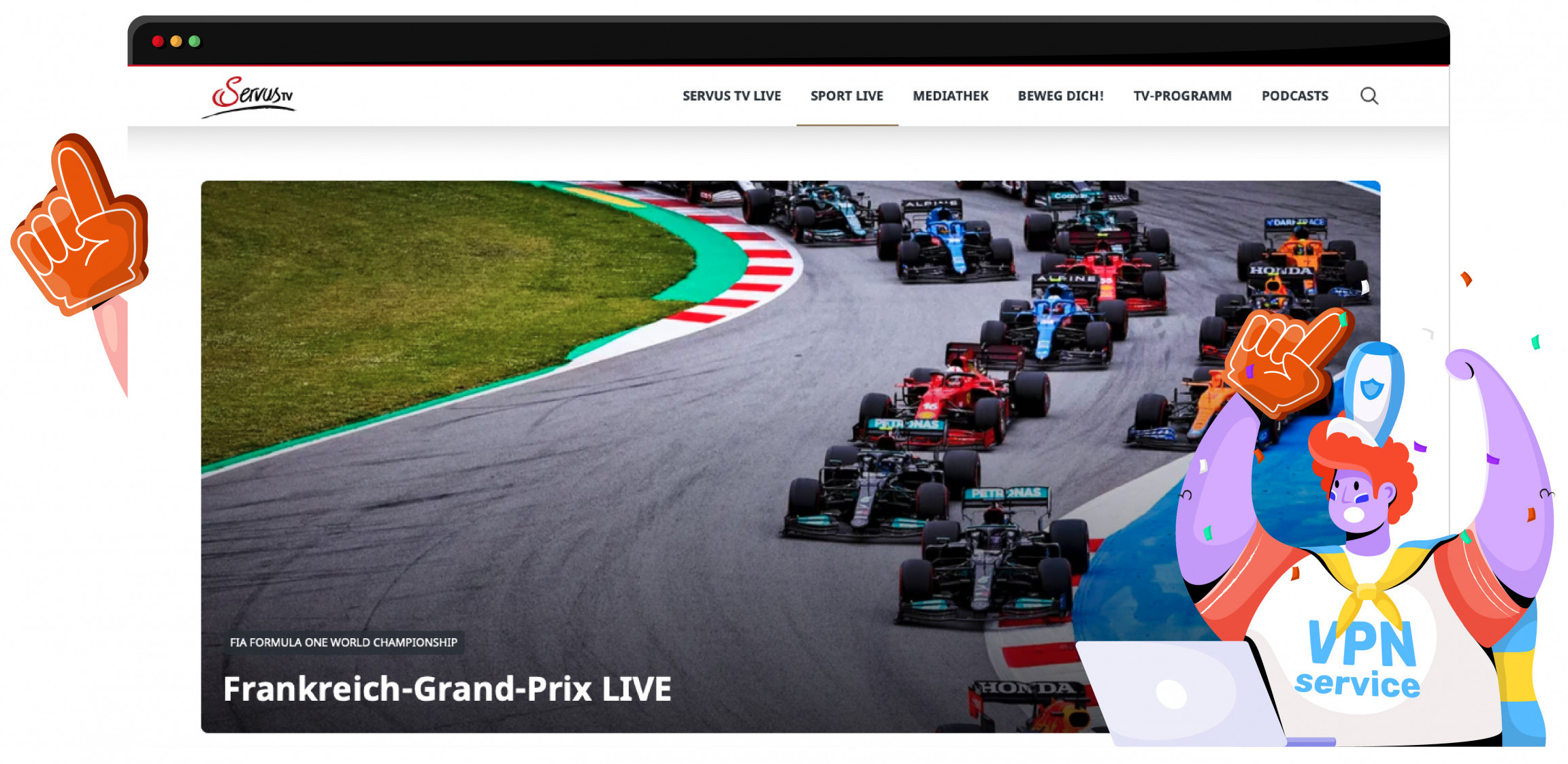 De Emirates Grand Prix wordt door Servus TV gestreamed