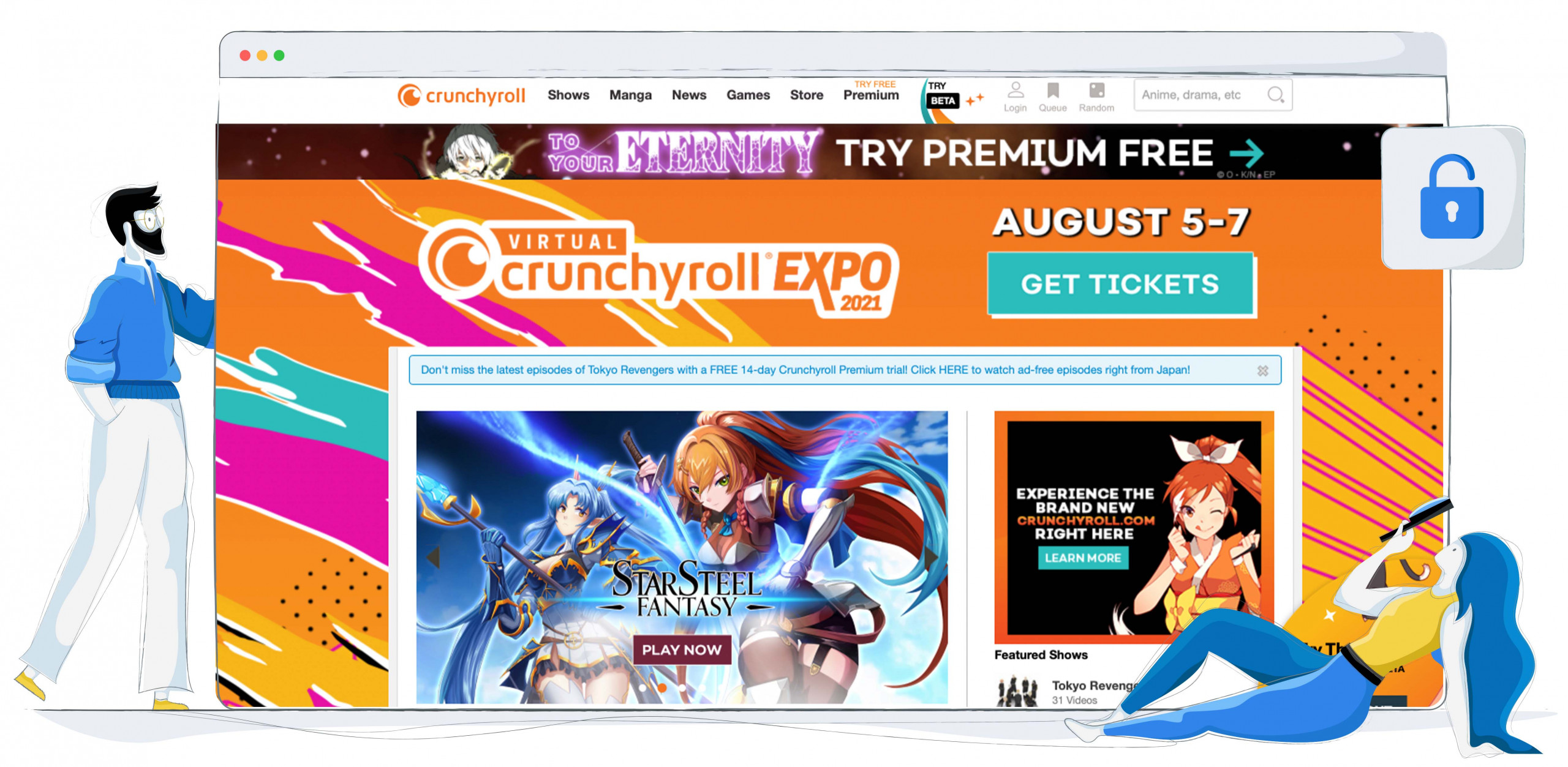 Crunchyroll'da akış için Anime ve Manga mevcut