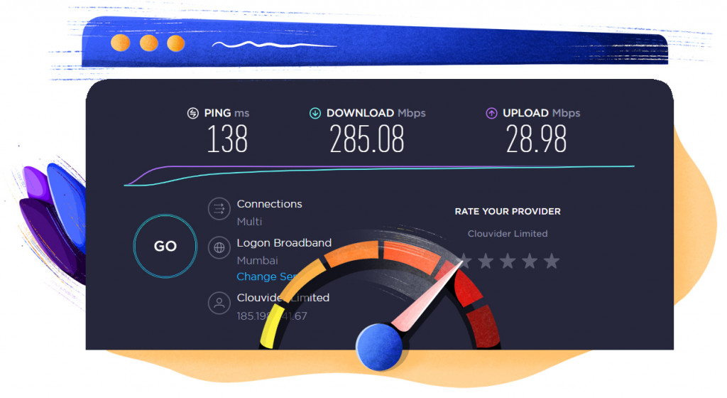 ExpressVPN's Mumbai server speed test