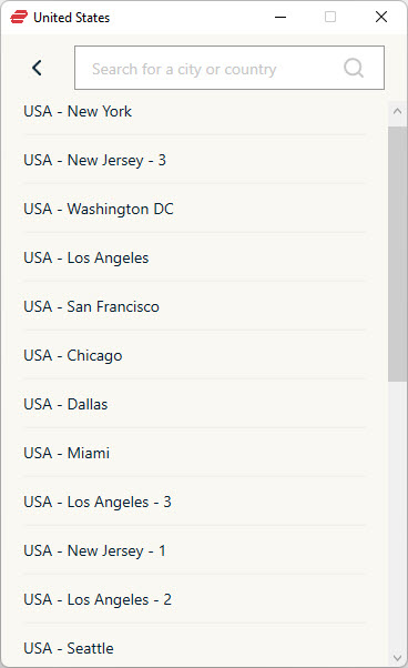 Posizione dei server ExpressVPN negli Stati Uniti