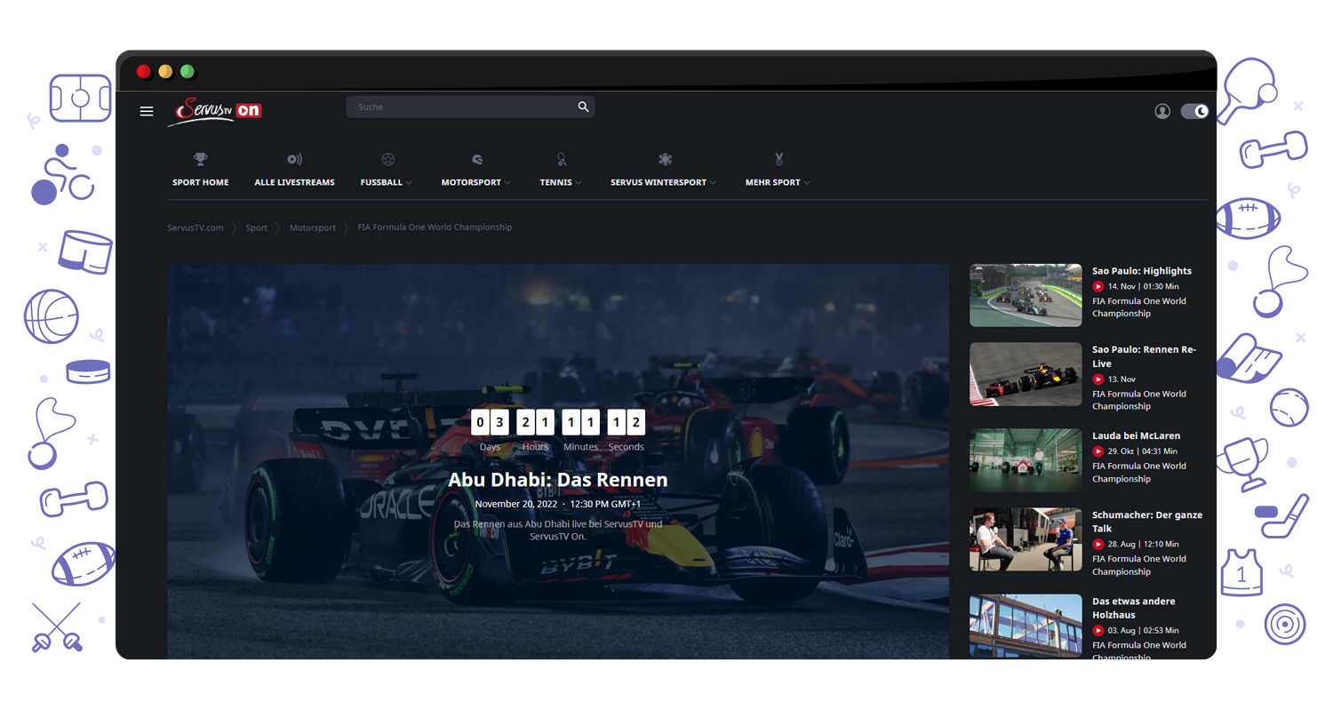 Abu Dhabi GP live en gratis streaming op ServusTV