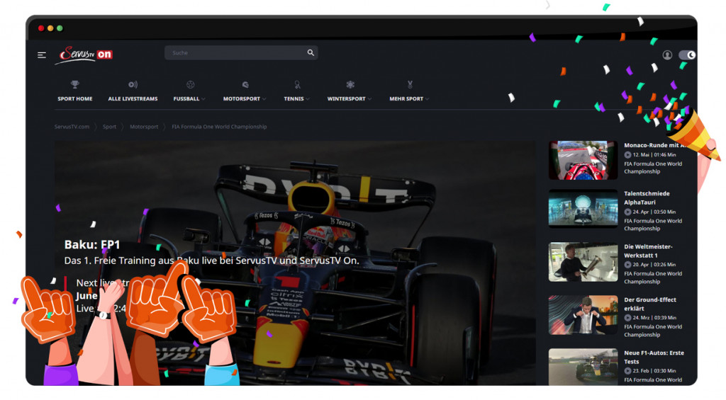 F1 Azerbaijan GP streaming on ServusTV live and free