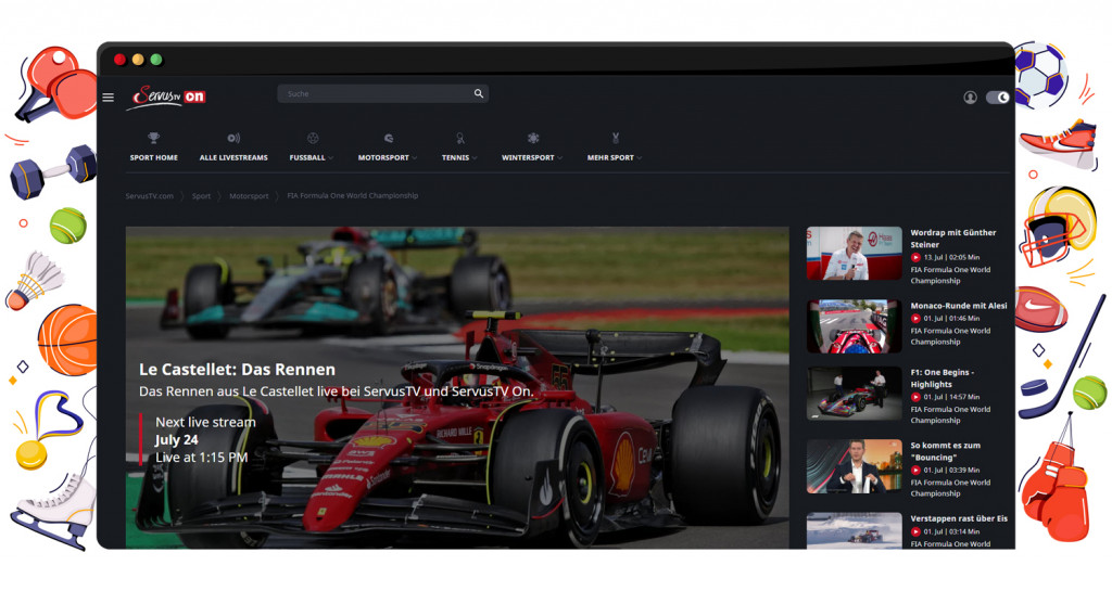 F1 French GP 2022 streaming live and free on ServusTV