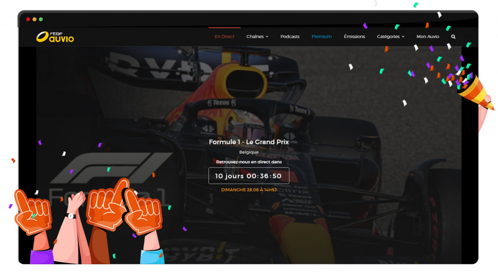 Belgian GP streaming on RTBF in Belgium