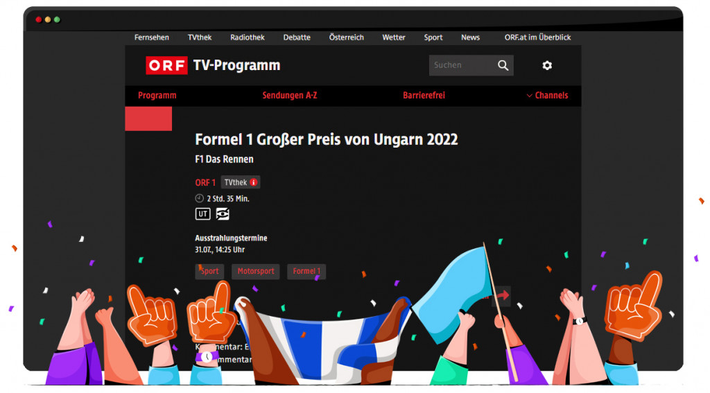 De GP van Hongarije wordt live en gratis uitgezonden op ORF 1