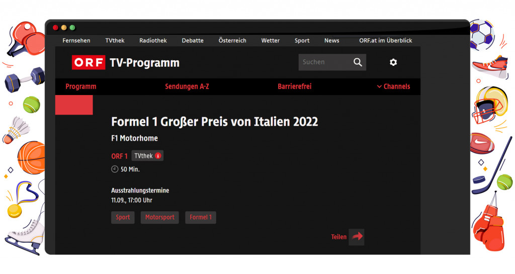 Italian GP 2022 streaming live and free on ORF 1