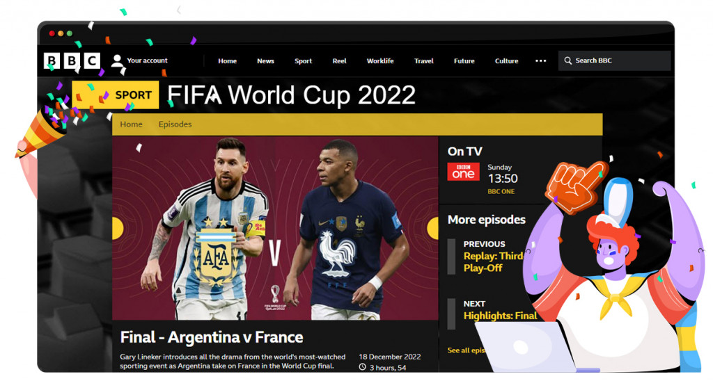 Argentina - France streaming live and for free on BBC iPlayer in the UK