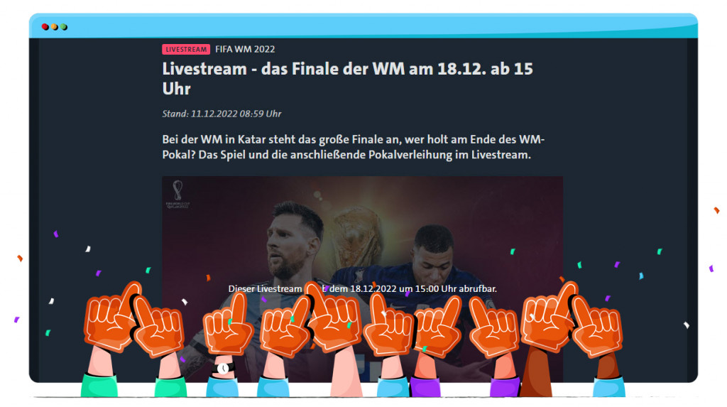 FIFA World Cup Finals streaming live and for free on Sportschau