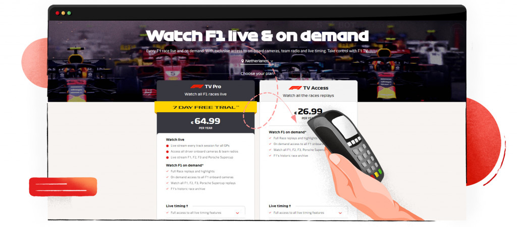 Season pass price for an F1 TV subscription