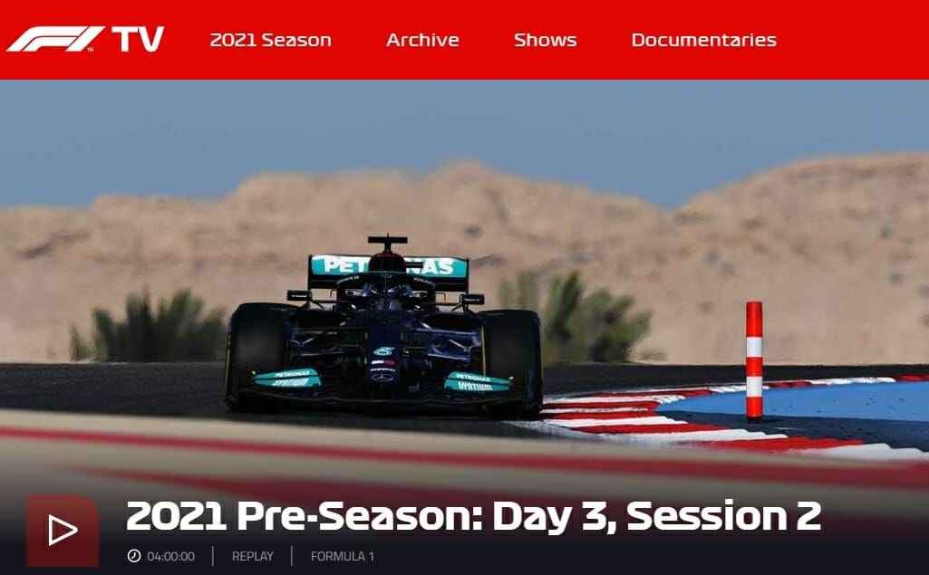 Formula 1 streaming on F1 TV