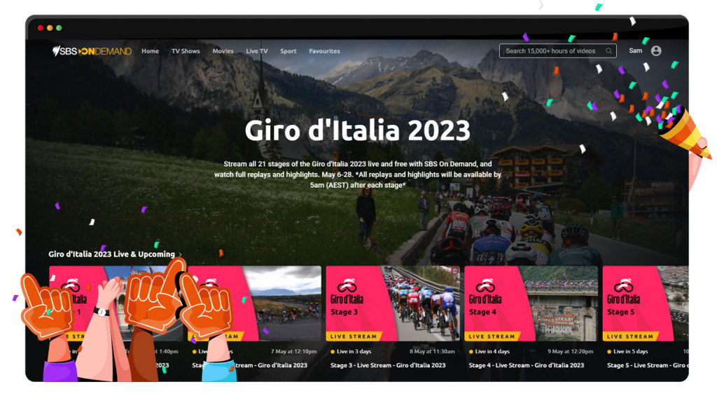 Giro d'Italia streaming live and for free on SBS on Demand