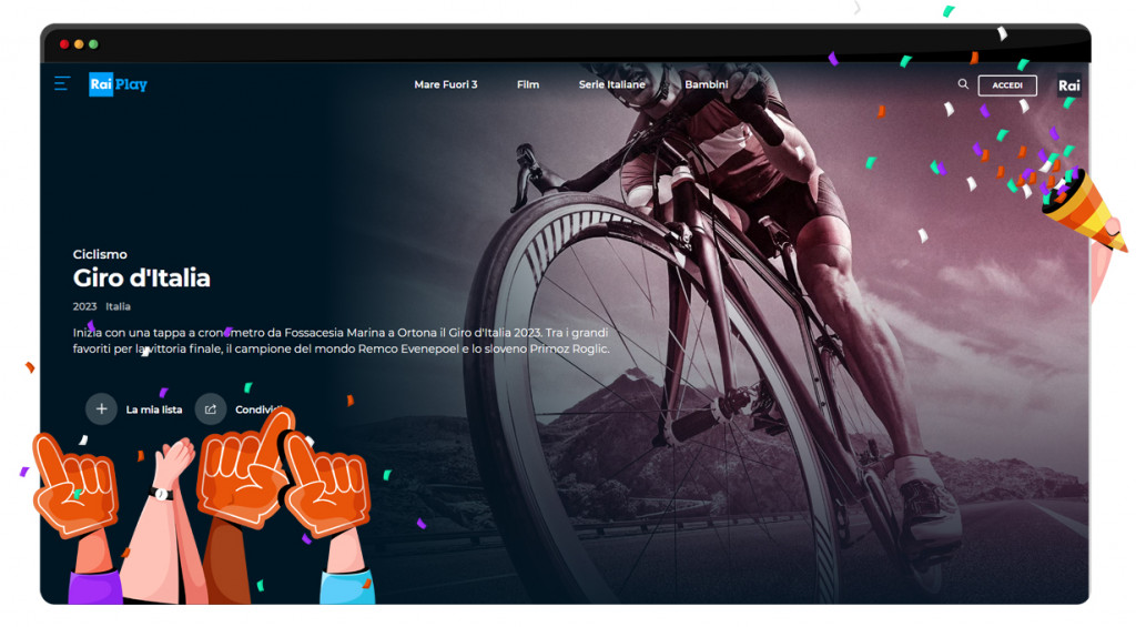 Giro d'Italia streaming live and for free on RAI