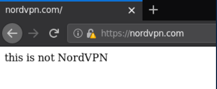Browser showing a warning for NordVPN website