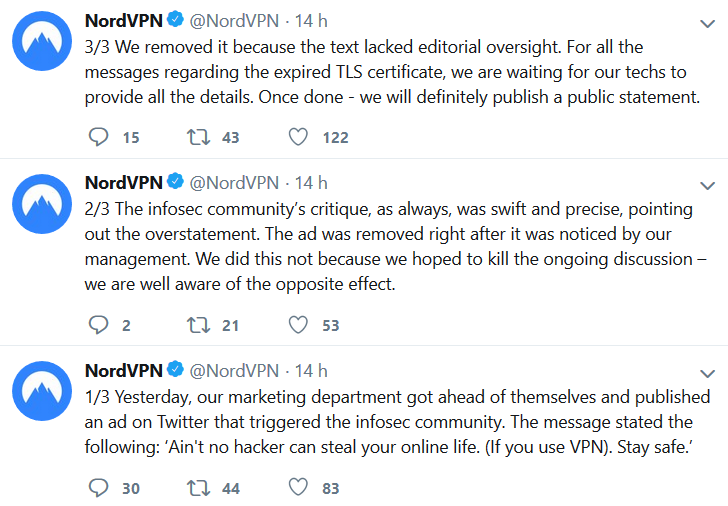 NordVPN tweet was deleted