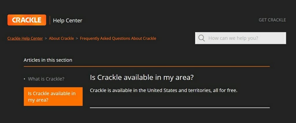 Limitazioni geografiche di Crackle