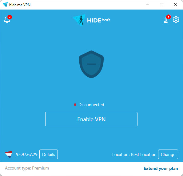Hide.me VPN disconnected
