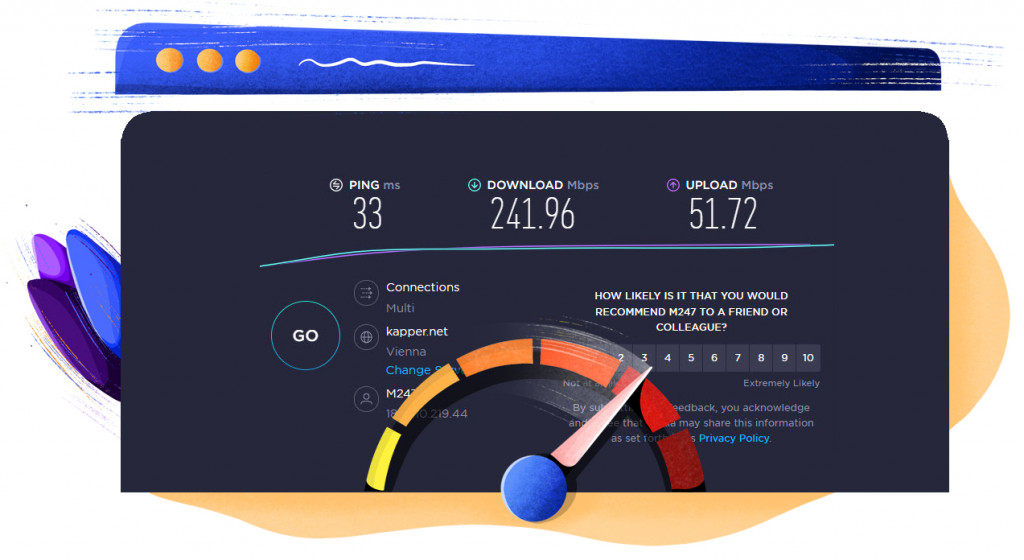 Hide.me Austrian server speed test