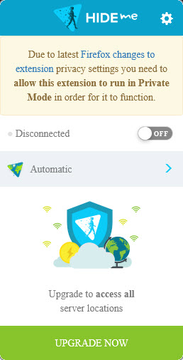 Hide.me browser extension for Firefox