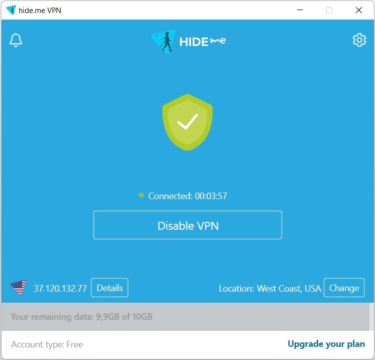 Free version of Hide.me VPN