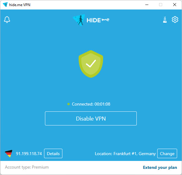 Hide.me VPN application