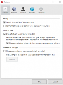 Az ExpressVPN alkalmazás általános beállításai