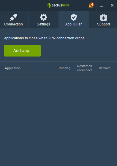CactusVPN application kill switch