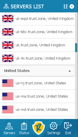 Trust.Zone server list