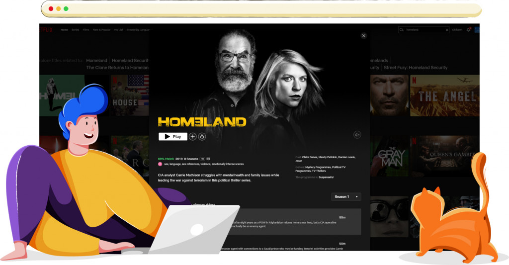 Homeland streaming op Netflix in het Verenigd Koninkrijk