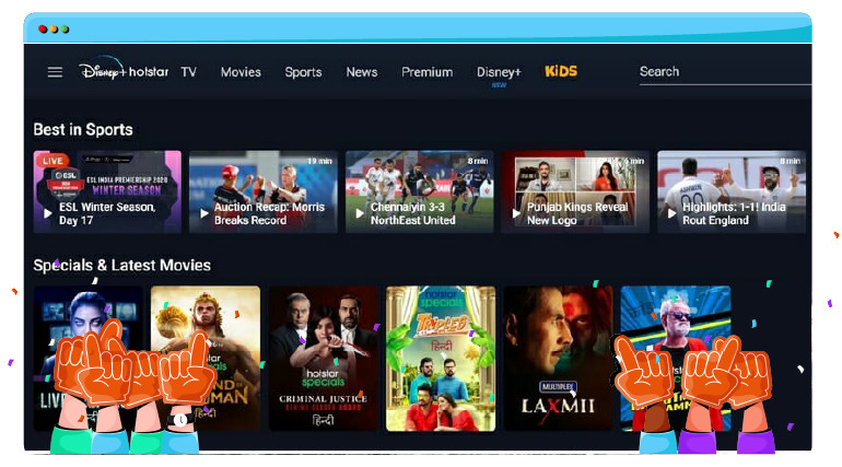 Films en sport op Hotstar India