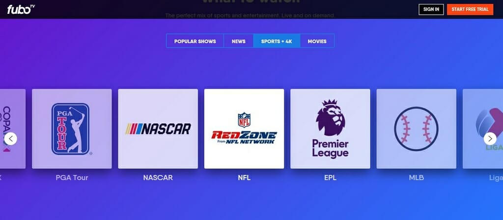 Sport offer on FuboTV