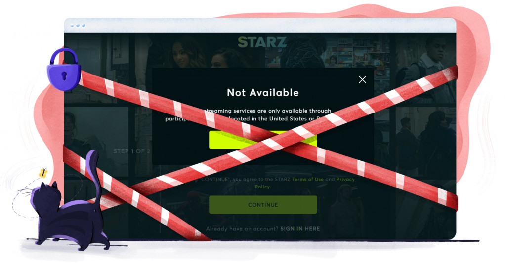 Starz streaming platform blocked outside the US