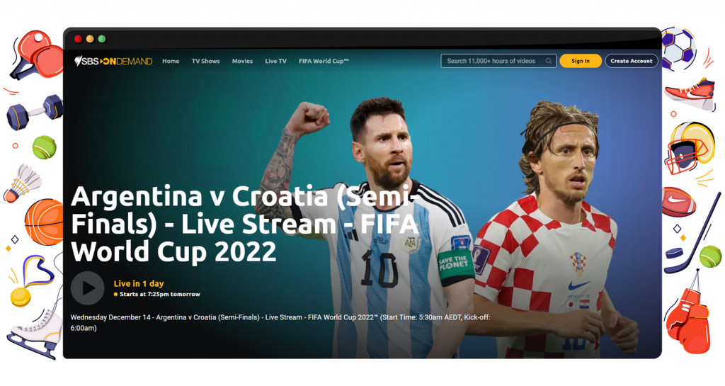 Argentina - Croatia match streaming live and for free on SBS on Demand